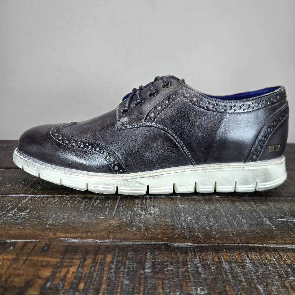 NEW BED STU Cayuga II Mens Size 9 Oxford Sneakers Organic Leather Gray White